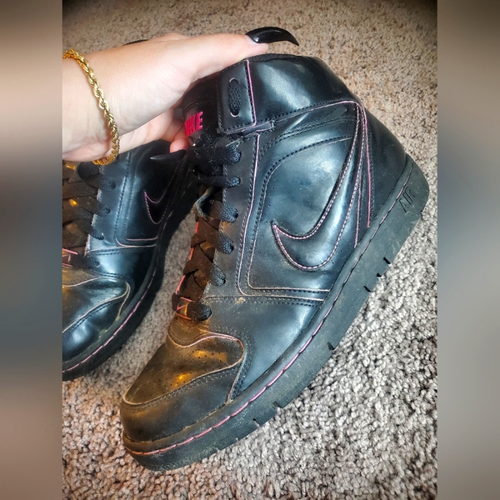 Black and Pink High-Top Nikes